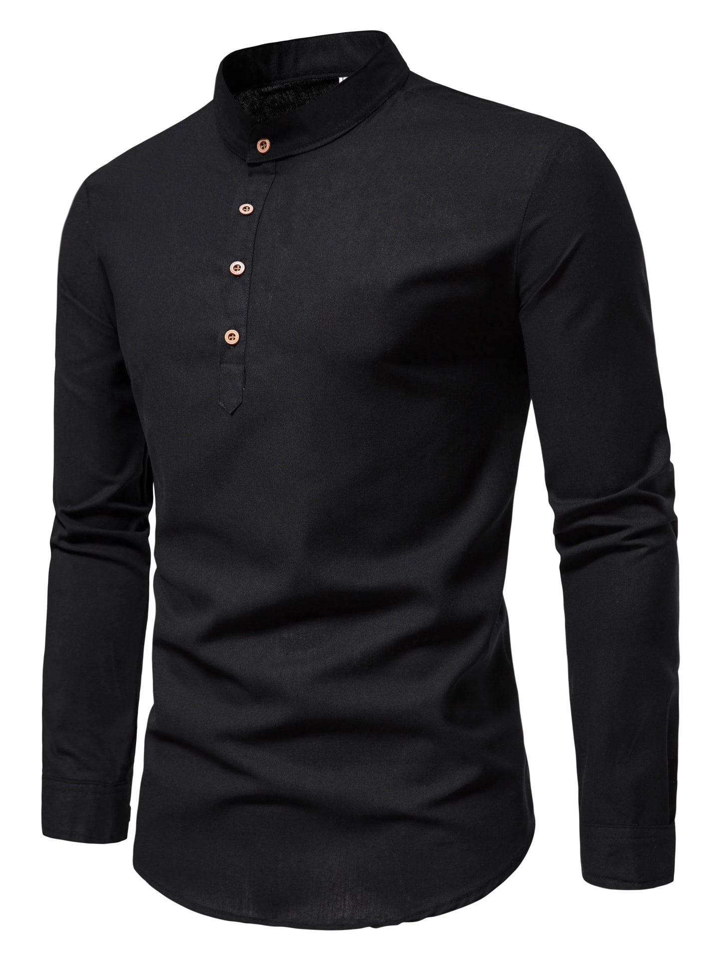 Pure Cotton Stand Collar Shirt
