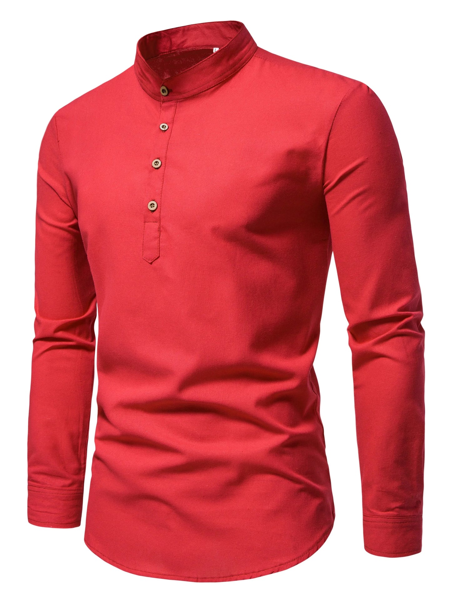 Pure Cotton Stand Collar Shirt