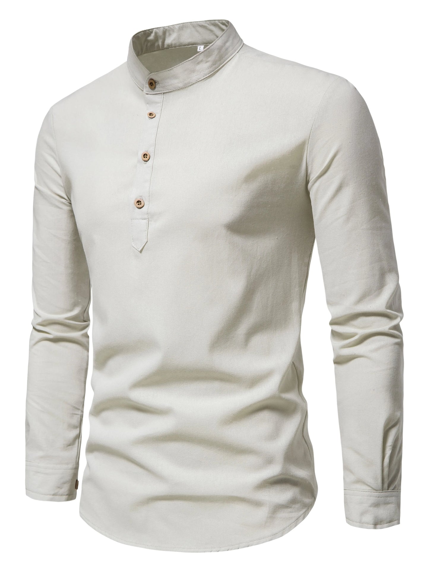 Pure Cotton Stand Collar Shirt