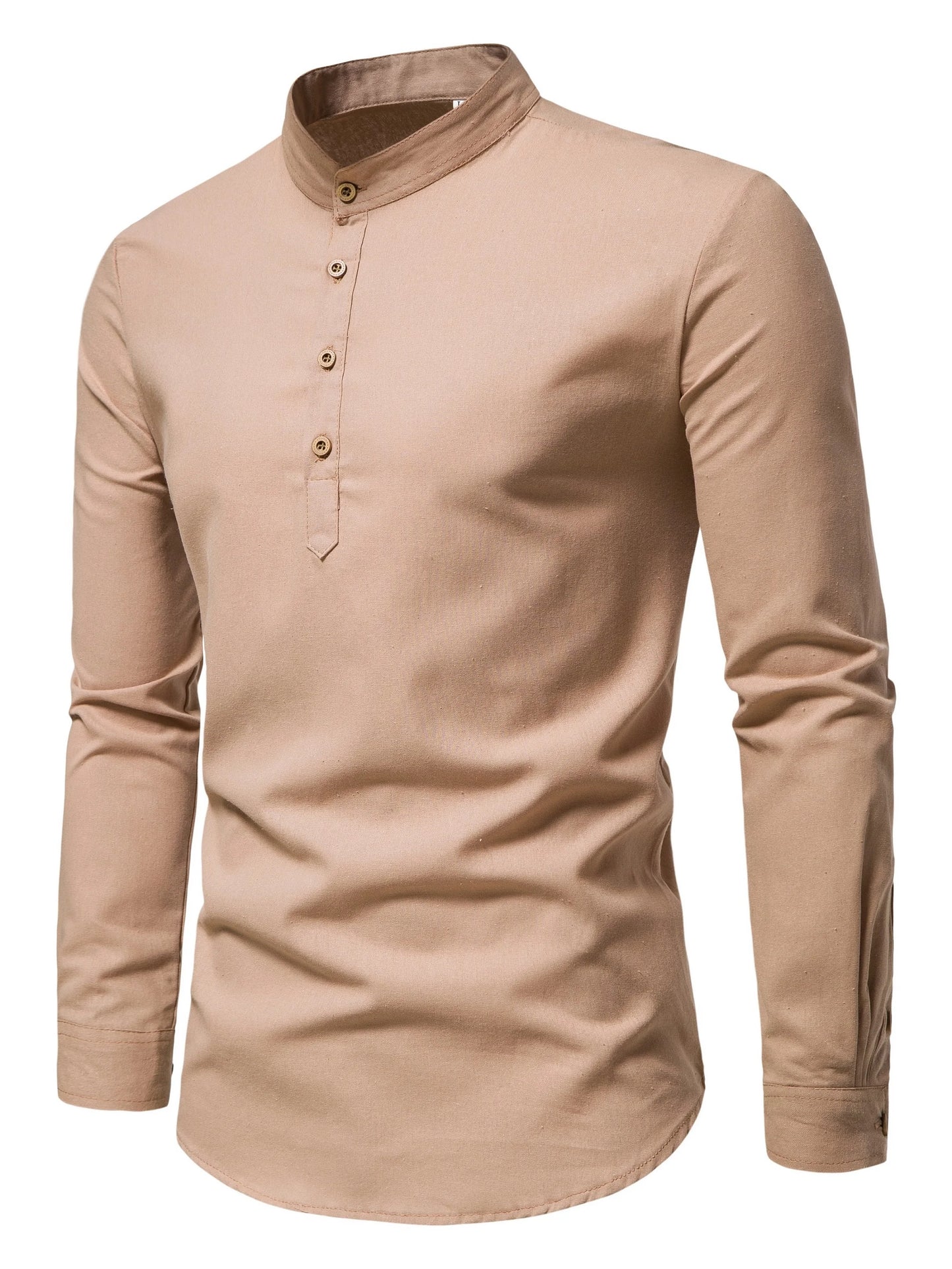 Pure Cotton Stand Collar Shirt
