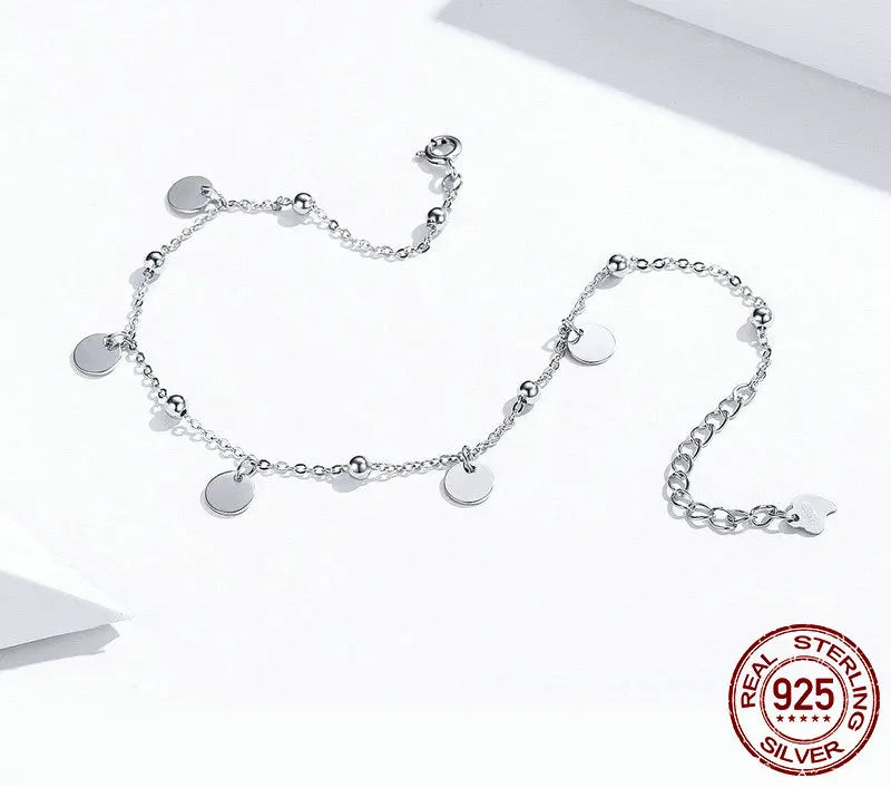 Sterling Silver Geometric Bead Anklet
