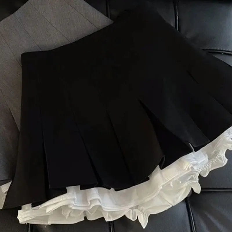 Ruffled Pleated Mini Skirt