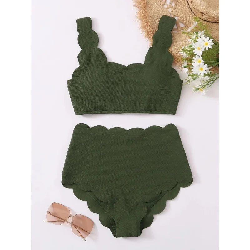 2025 Solid High Waist Bikini