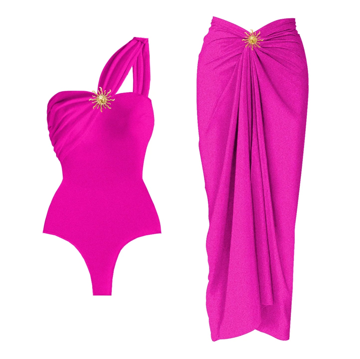 2Pcs One-Shoulder Bikini Set