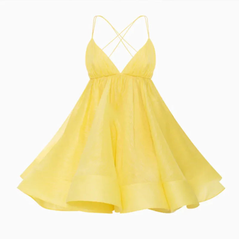 Yellow Pleated Dress