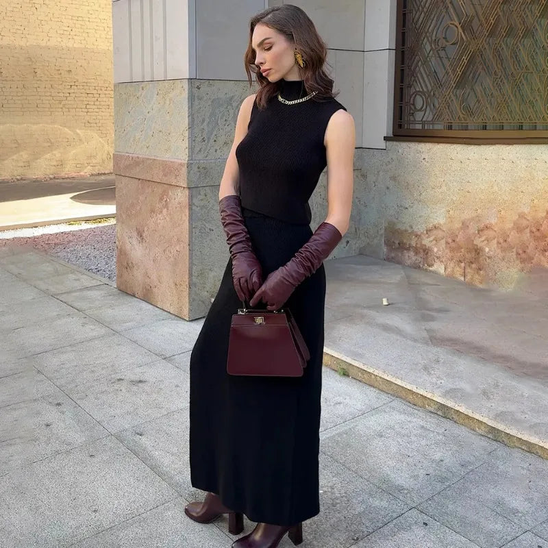 Elegant Knit Skirt Set