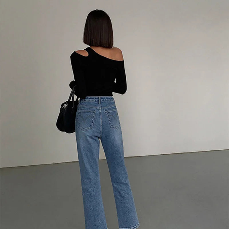 Skew Collar Off-Shoulder Crop Top