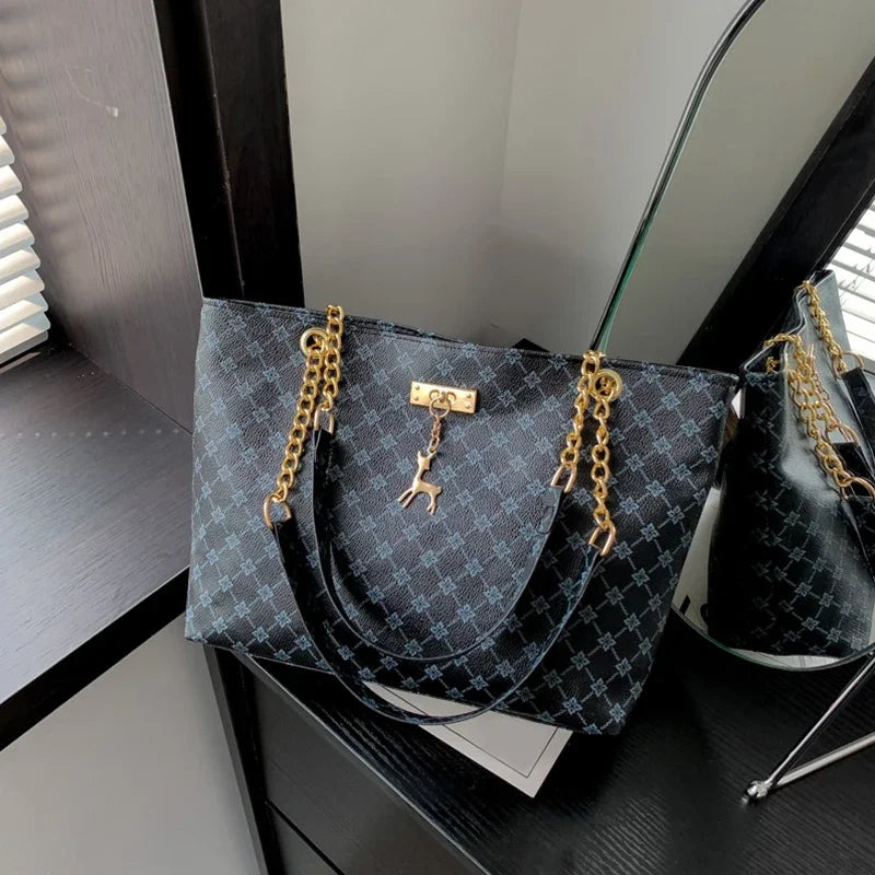 Textured Soft Leather Tote Bag