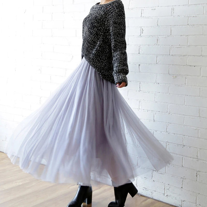 Vintage Mesh Pleated Skirt