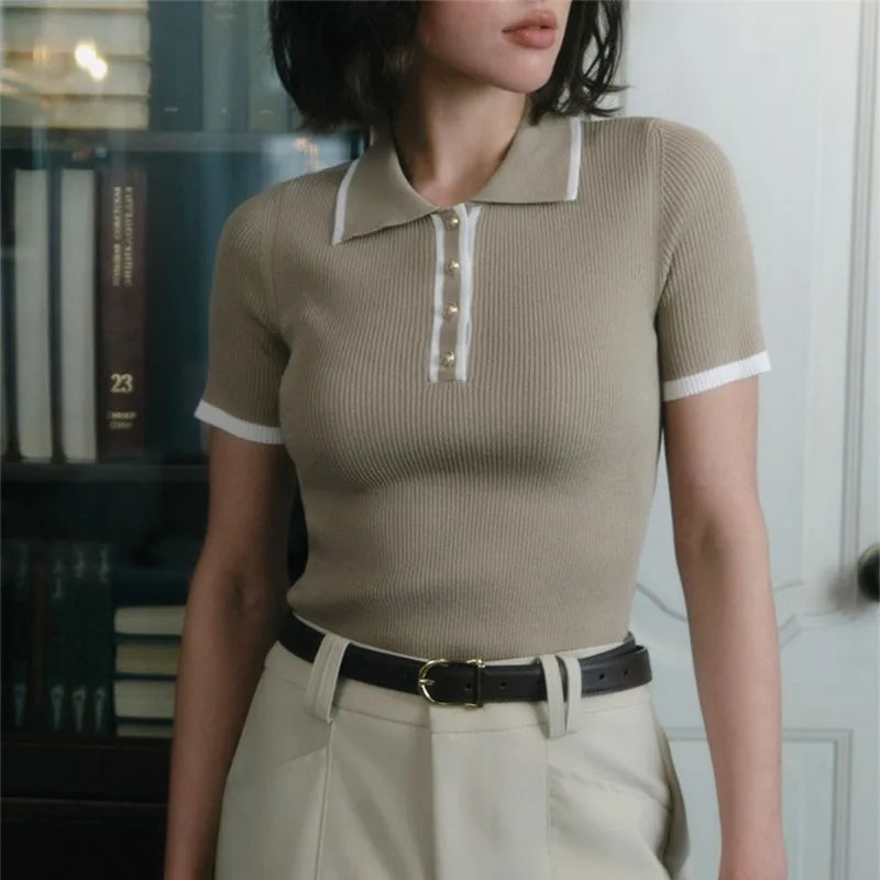 Slim Fit Patchwork Knitted Top