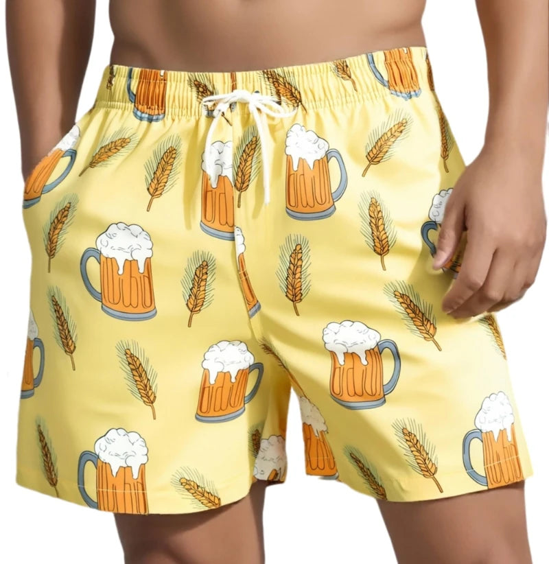 Men’s Beer Print Beach Shorts