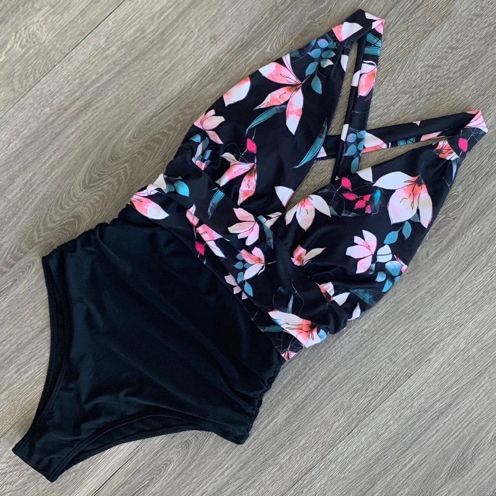Floral Deep V Monokini
