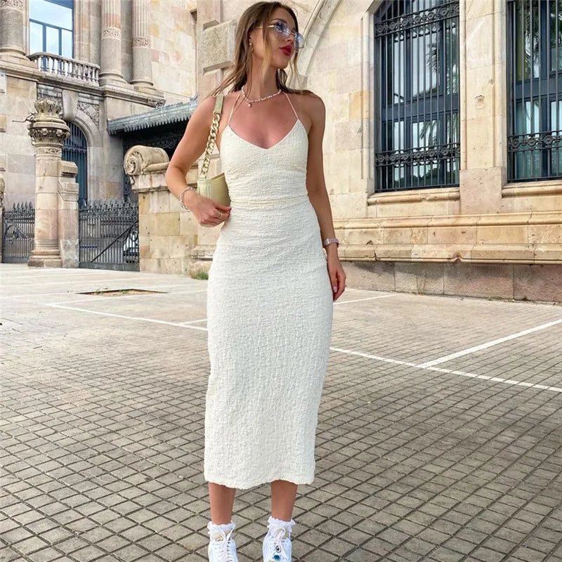 Backless Sleeveless Knit Maxi Dress