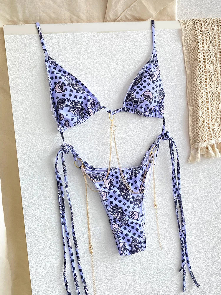 Printed Bandage Bikini Set