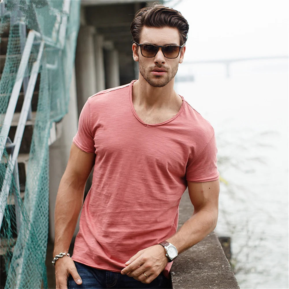 100% Cotton V-Neck Tee