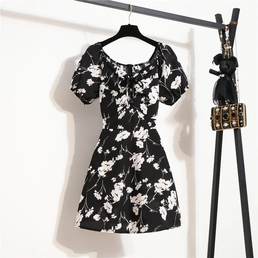 Floral Print Chiffon Mini Dress