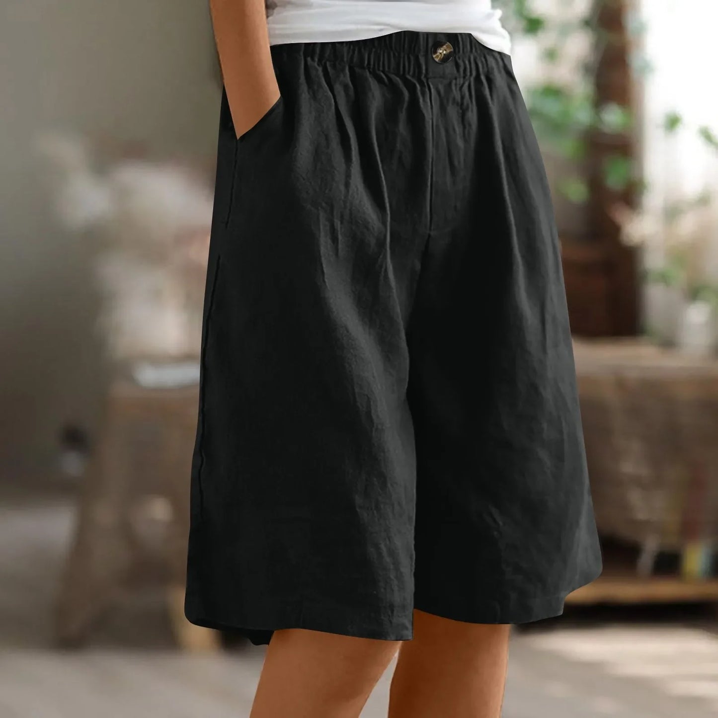 Loose Cotton Linen Capris