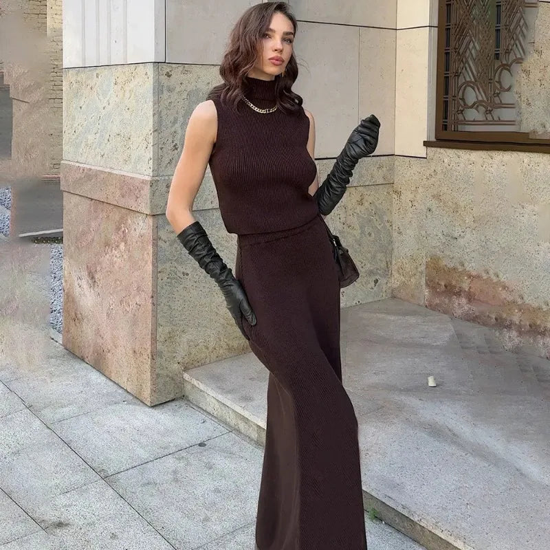 Elegant Knit Skirt Set