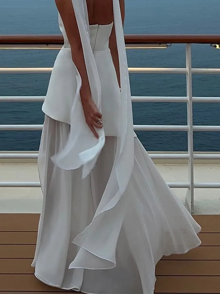Strapless Mesh Maxi Dress