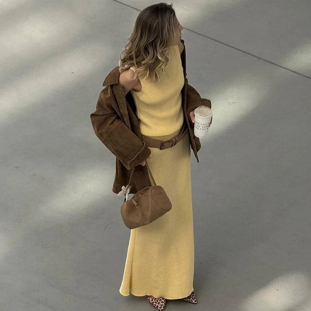 Elegant Knit Skirt Set