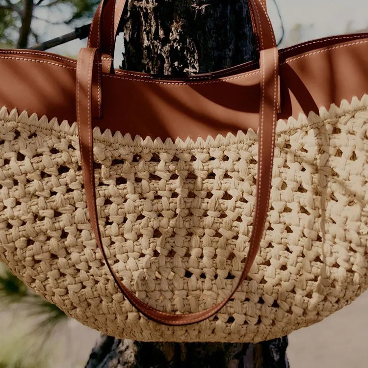 Retro Boho Large Woven Basket Bag