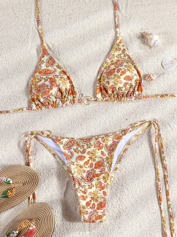 Printed Bandage Bikini Set