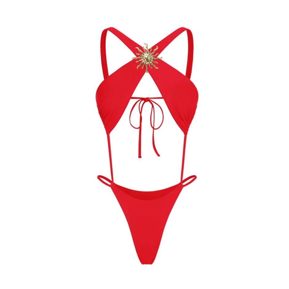 2Pcs One-Shoulder Bikini Set