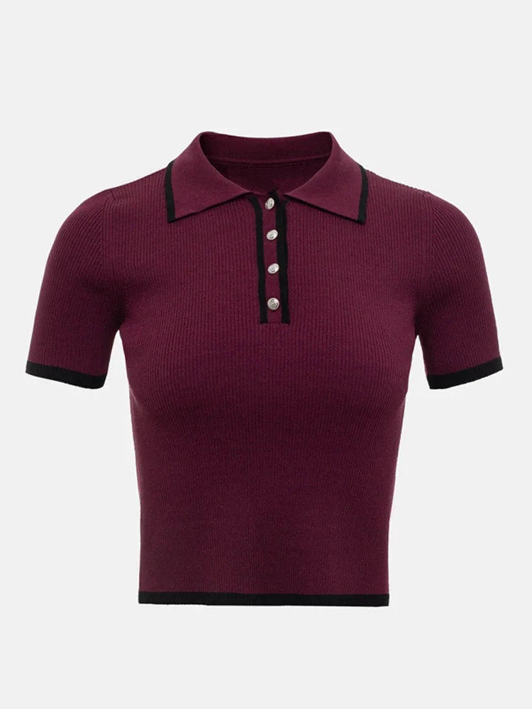Slim Fit Patchwork Knitted Top