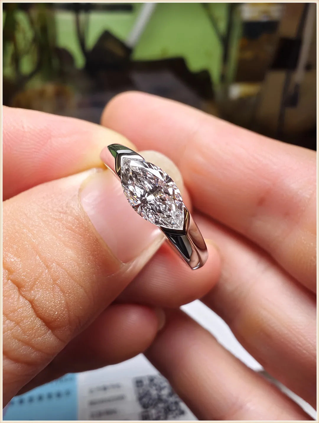 1ct Lab-Grown Horse’s Eye Diamond Ring