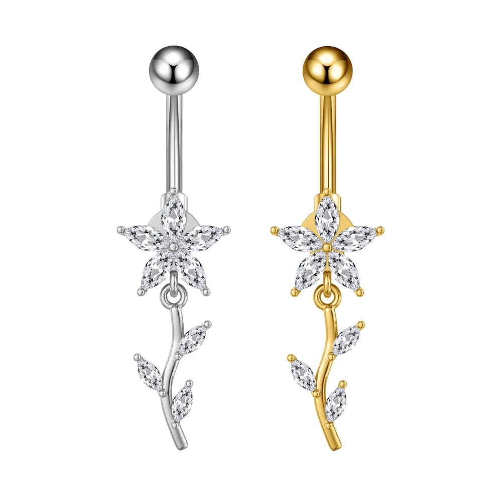 Butterfly Flower Clip Belly Ring