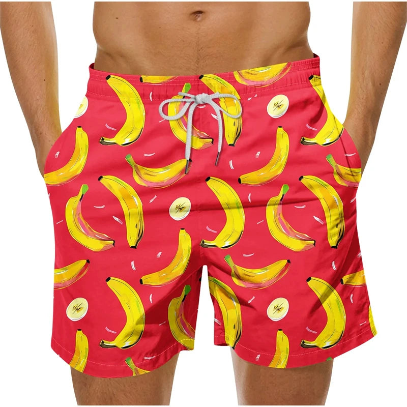 3D Fruit Print Men’s Beach Shorts