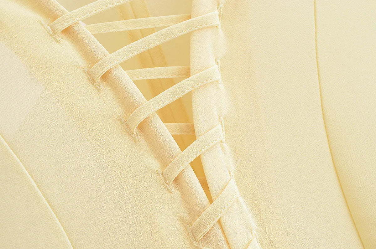 Chiffon V-Neck Lace-Up Shirt