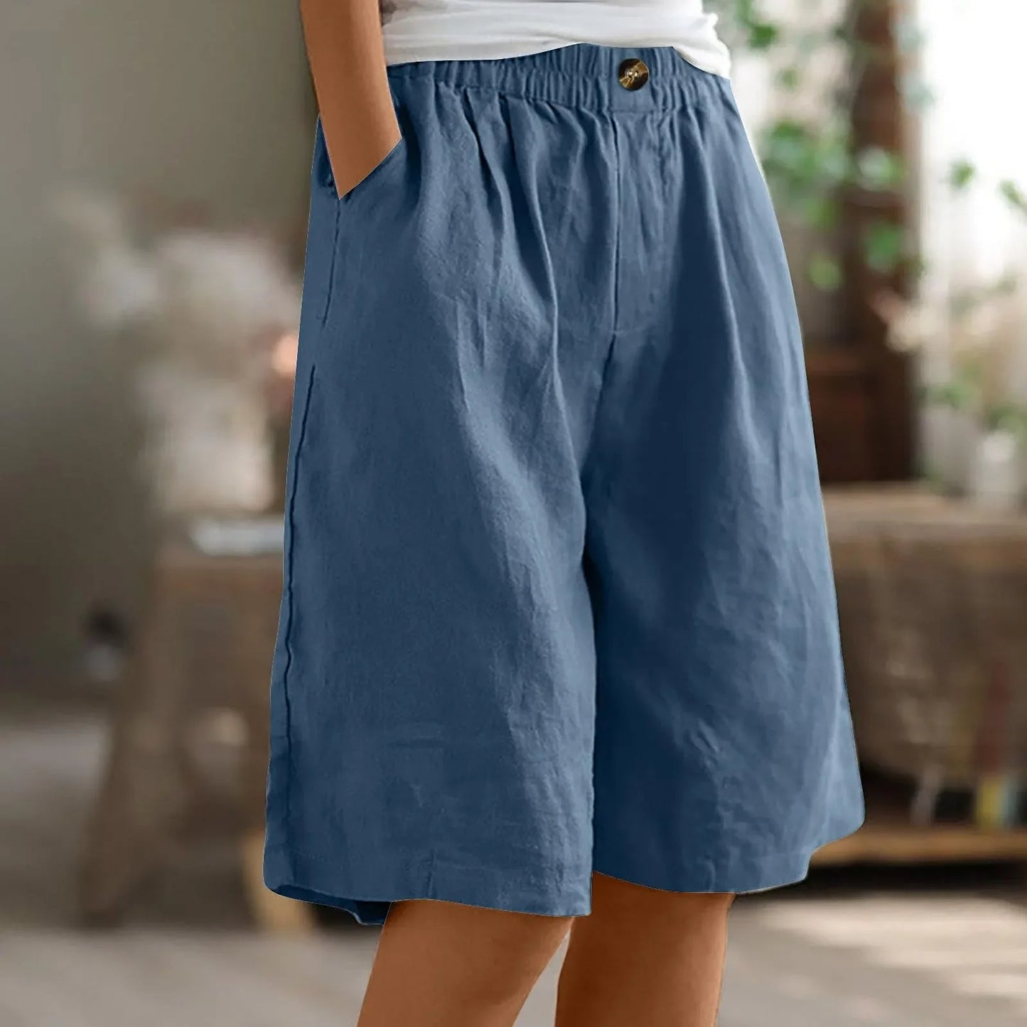 Loose Cotton Linen Capris