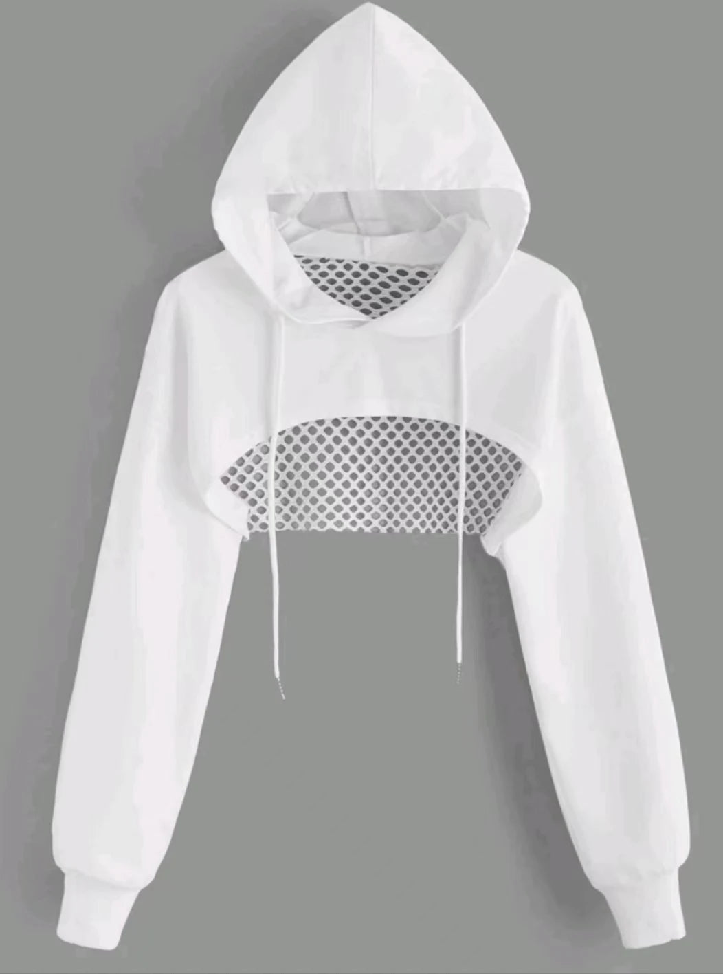 Hollow Out Drawstring Crop Hoodie