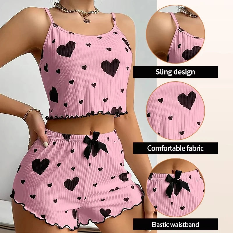 Love Print Summer Pajama Set