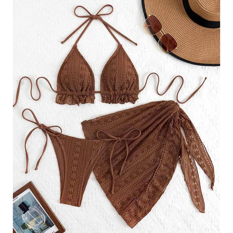 Sexy Triangle Ruffle Bikini Set