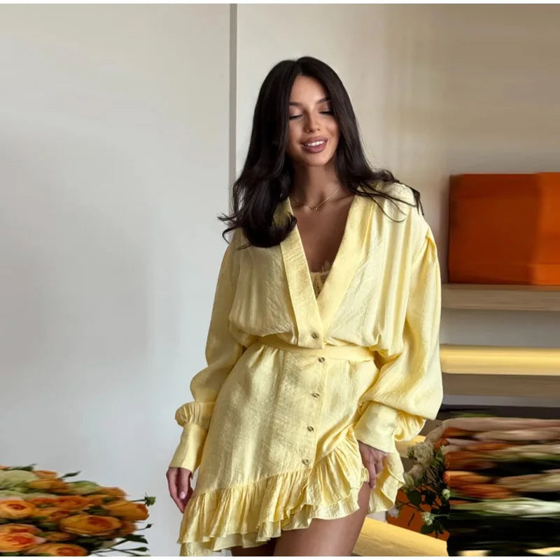 Ruffled Asymmetric Dress