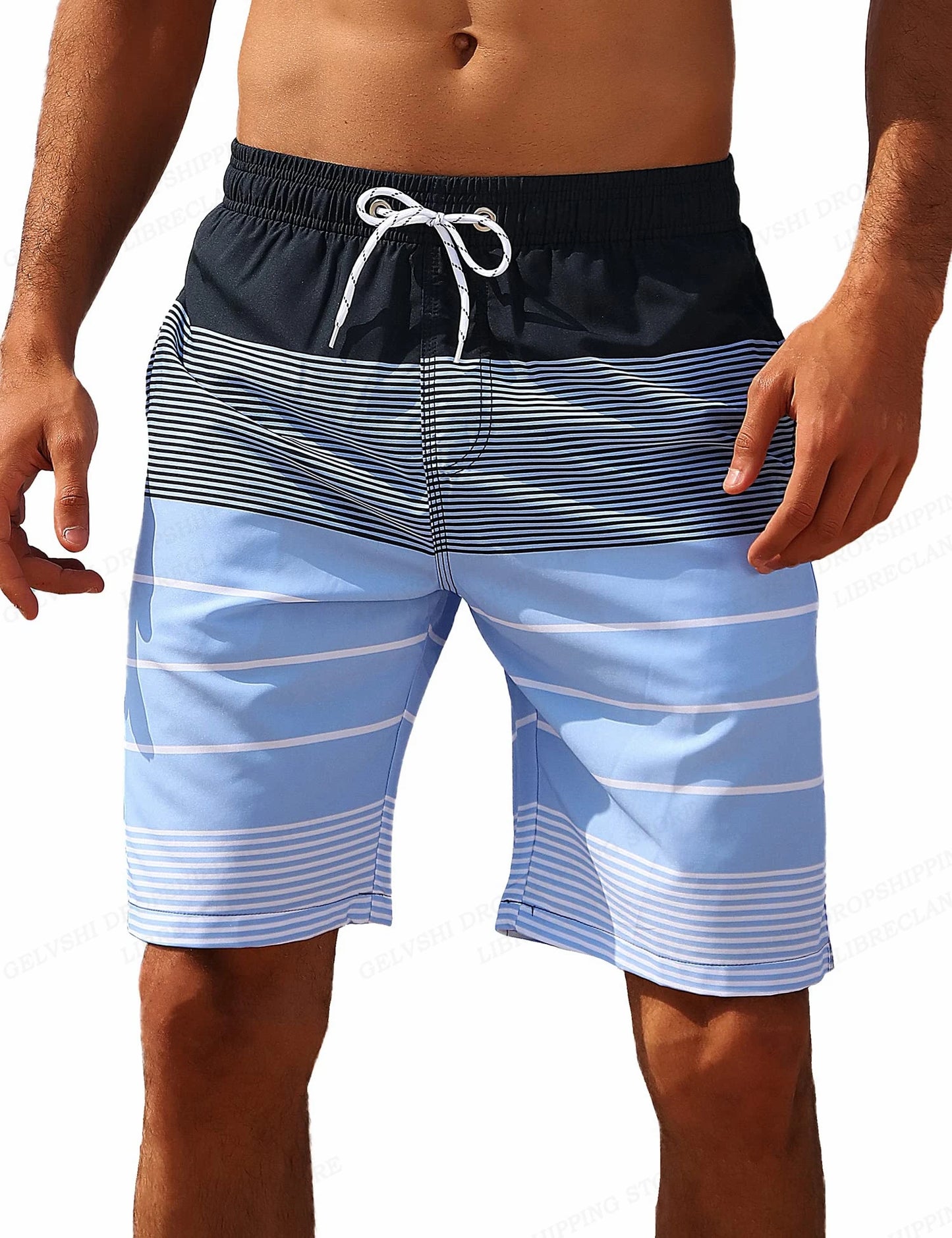 Men’s Striped Beach Swim Shorts