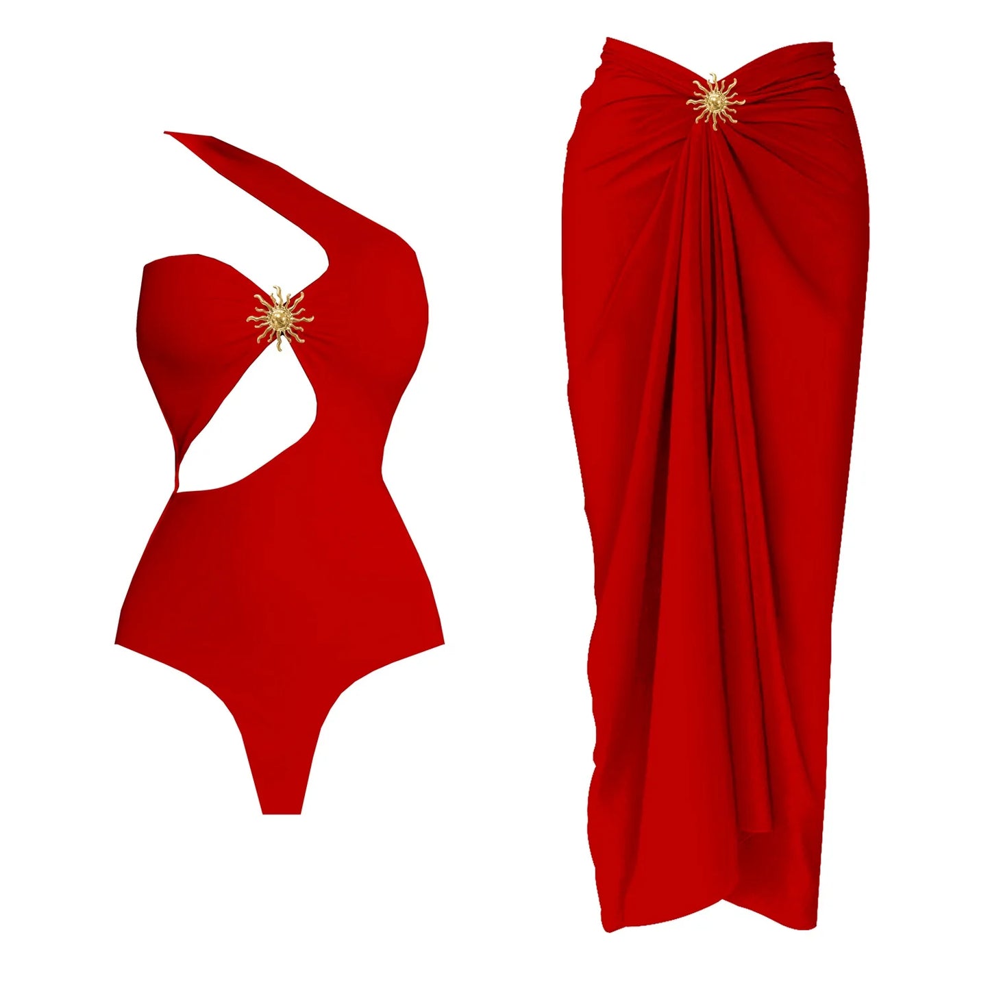 2Pcs One-Shoulder Bikini Set