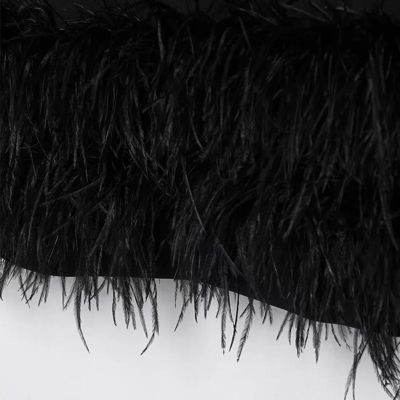 Feather Sleeveless Mini Dress
