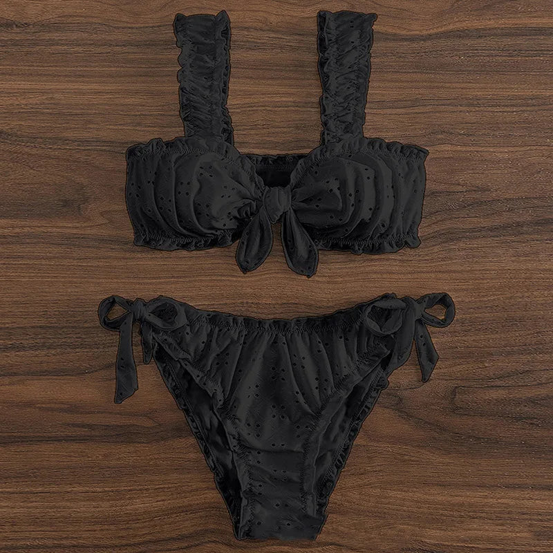 Vintage Ruffle Suspender Bikini Set