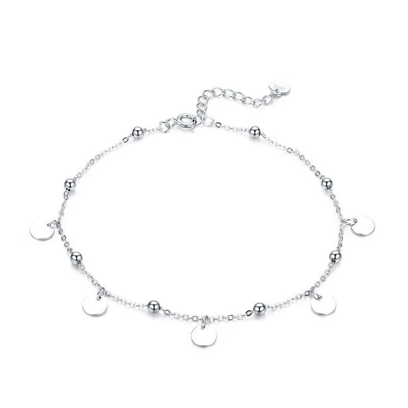 Sterling Silver Geometric Bead Anklet