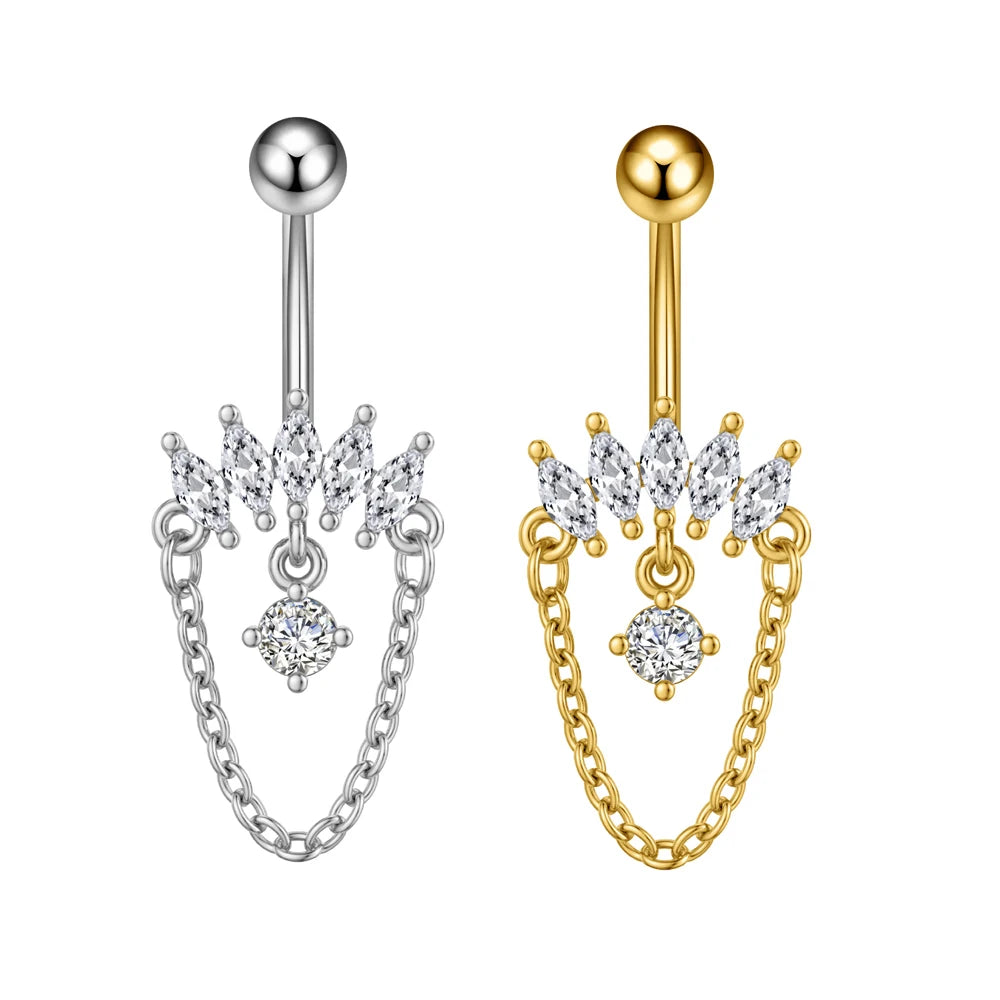 Butterfly Flower Clip Belly Ring