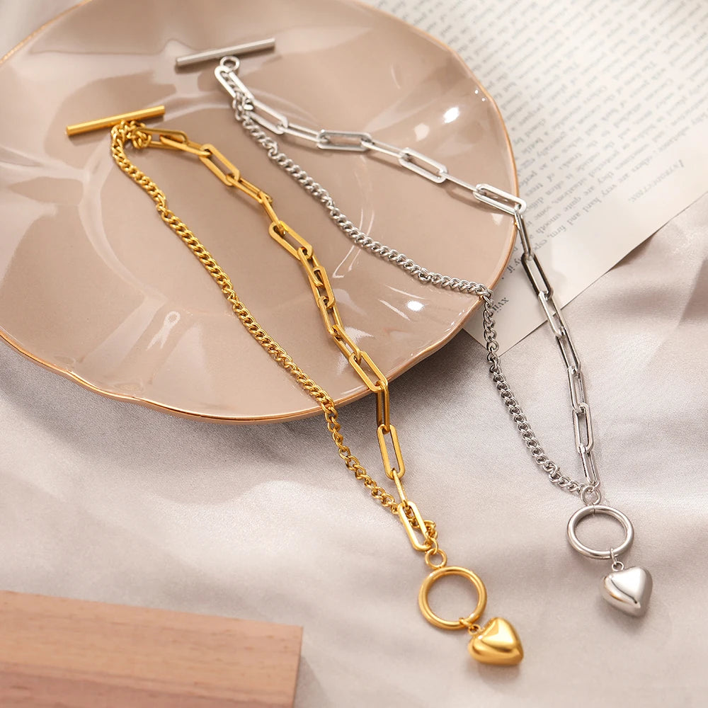 Stainless Steel Heart Pendant Bracelet