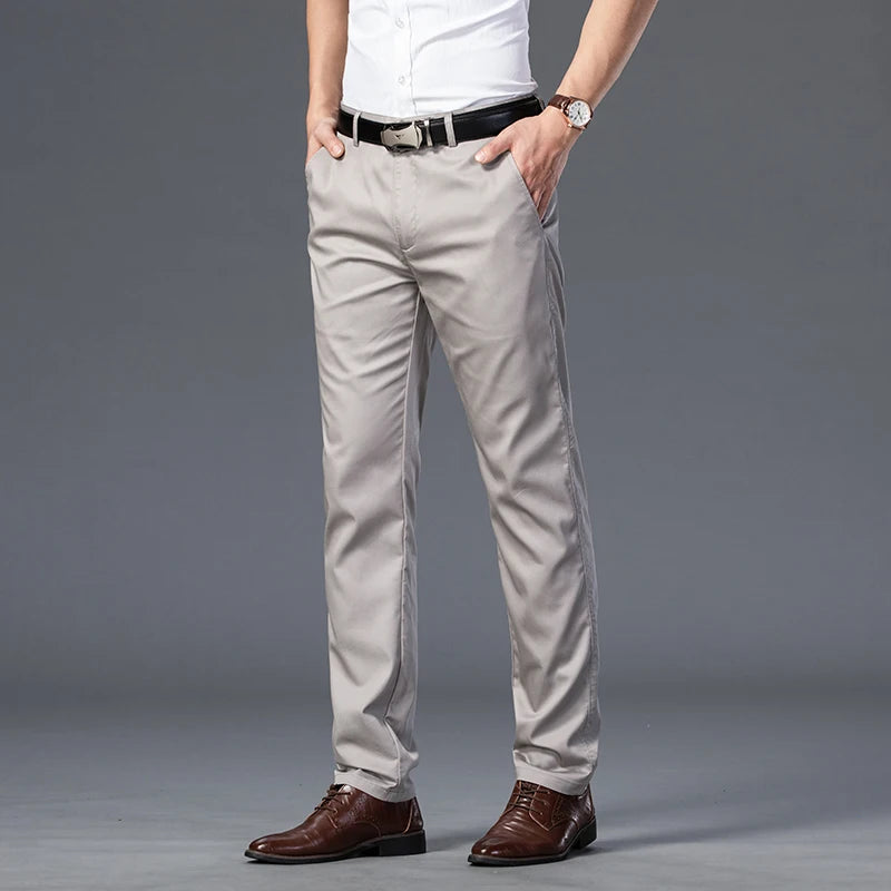 Summer Slim Fit Cotton Suit Pants
