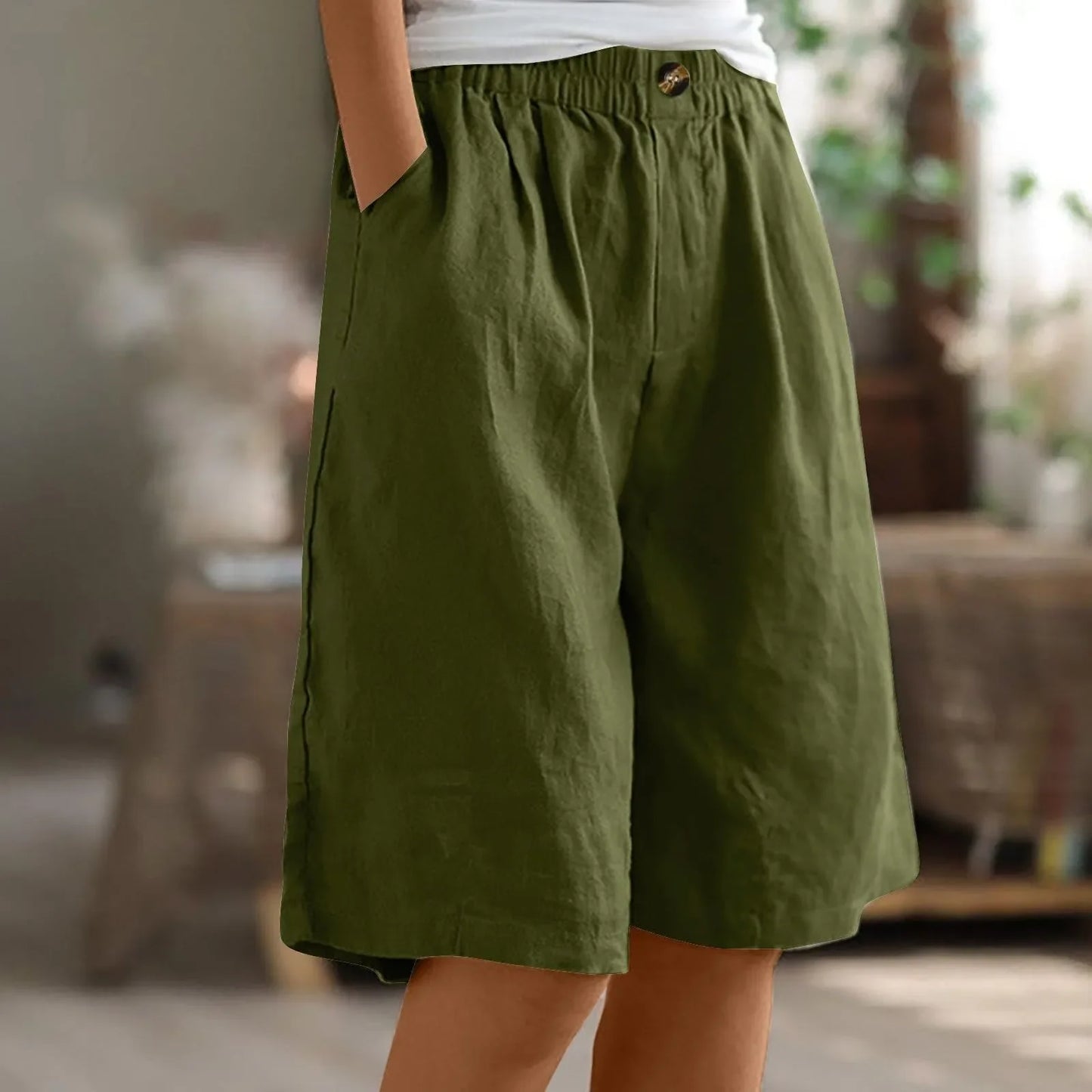 Loose Cotton Linen Capris