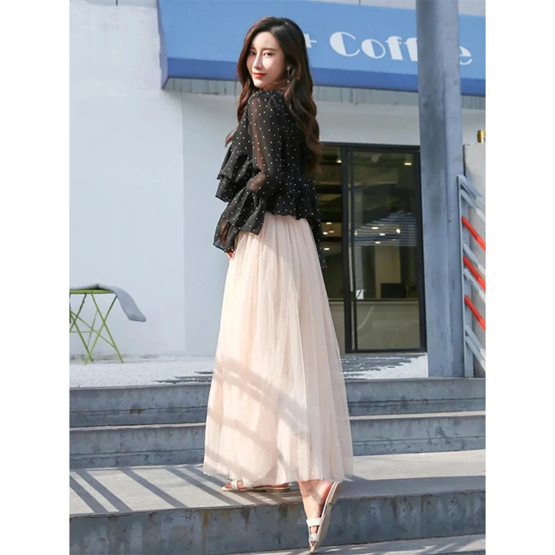 Vintage Mesh Pleated Skirt
