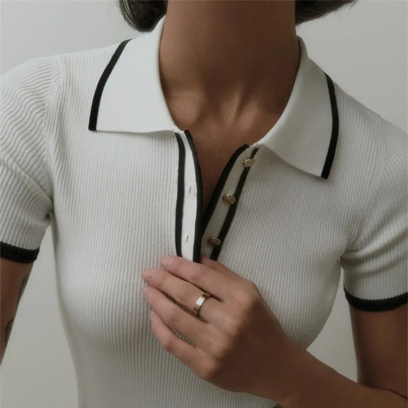 Slim Fit Patchwork Knitted Top