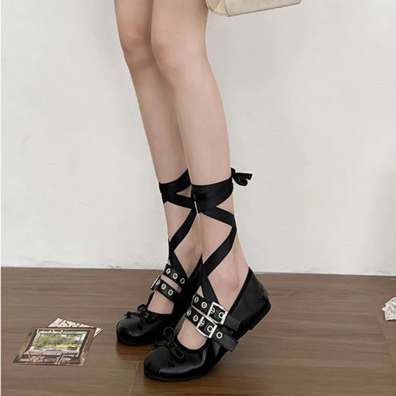 Silk Butterfly-Knot Ballet Flats