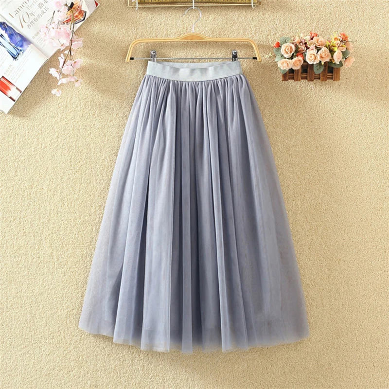 Vintage Mesh Pleated Skirt